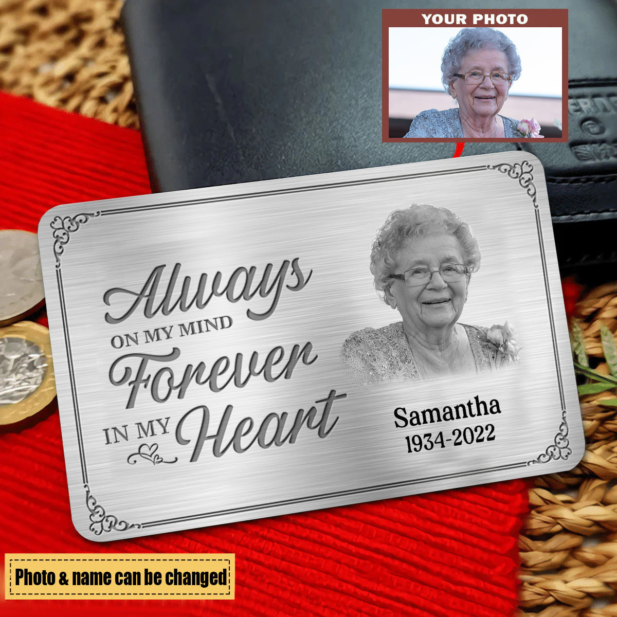 Custom Photo I'll Carry You With Me Until I See You Again - Memorial Personalized Custom Aluminum Wallet Card - Sympathy Gift For Family Members