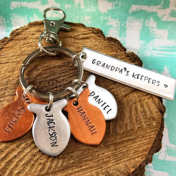 Personalized Metal Fishing Keychain Grandpa's Keepers