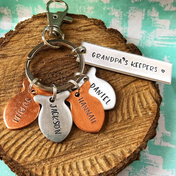 Personalized Metal Fishing Keychain Grandpa's Keepers