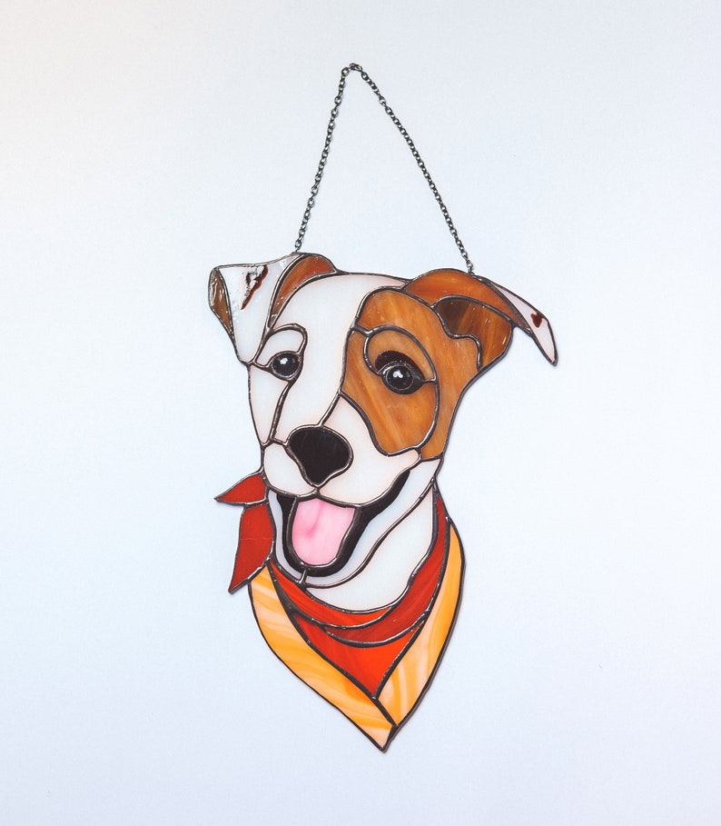 Stained glass dog portrait Custom pet stained glass Fathers day gift