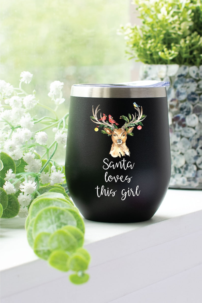 Santa Loves This Girl tumbler, Christmas Gift for Her