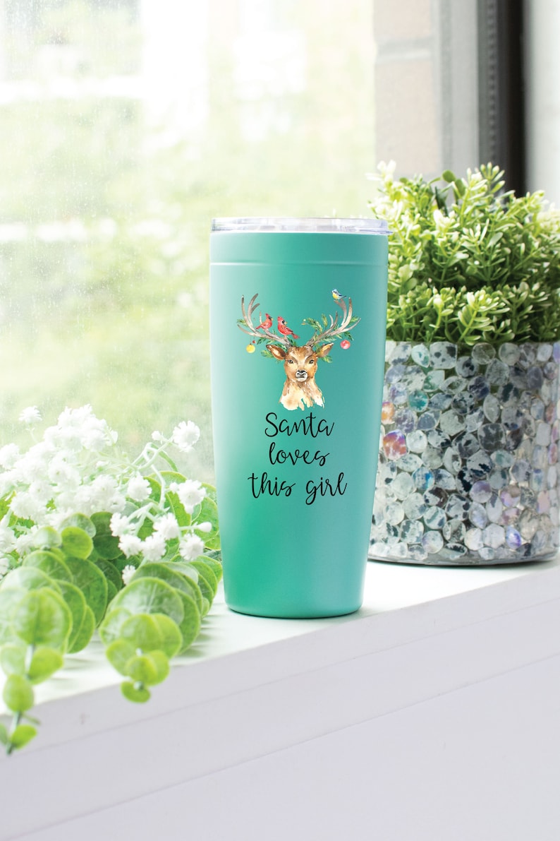 Santa Loves This Girl tumbler, Christmas Gift for Her