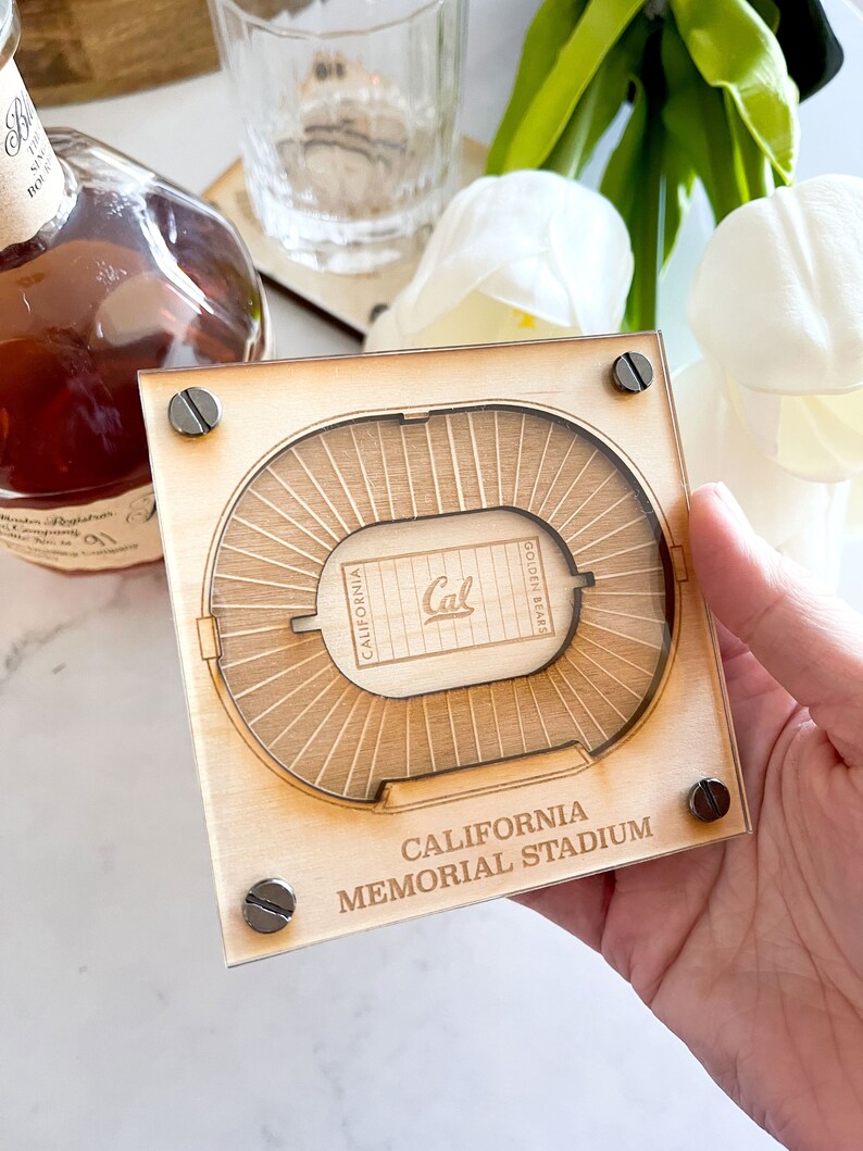 UC Berkeley Golden Bears Fan Gift, 3D Wood Coaster, Engraved Coaster, Sports Gift, Football Gift, Gift for Her, Anniversary Gift