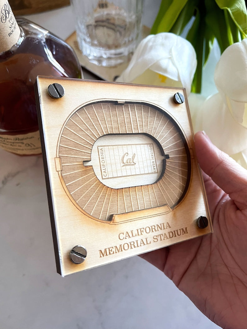 UC Berkeley Golden Bears Fan Gift, 3D Wood Coaster, Engraved Coaster, Sports Gift, Football Gift, Gift for Her, Anniversary Gift