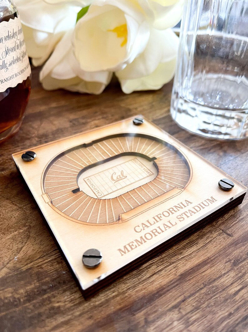 UC Berkeley Golden Bears Fan Gift, 3D Wood Coaster, Engraved Coaster, Sports Gift, Football Gift, Gift for Her, Anniversary Gift