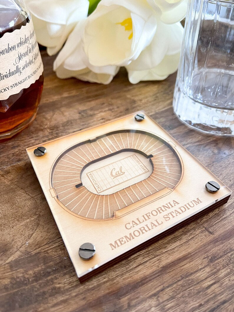 UC Berkeley Golden Bears Fan Gift, 3D Wood Coaster, Engraved Coaster, Sports Gift, Football Gift, Gift for Her, Anniversary Gift