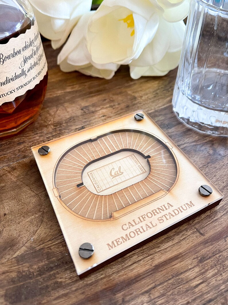 UC Berkeley Golden Bears Fan Gift, 3D Wood Coaster, Engraved Coaster, Sports Gift, Football Gift, Gift for Her, Anniversary Gift