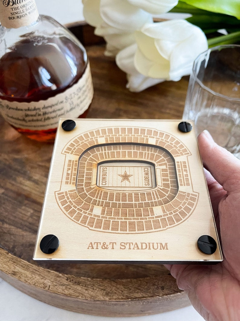 AT&T Stadium Layered Coaster, 3D Wood Coaster, Sports Gift, Football Gift, Home Bar, Custom Gift, Personalized Sports Gift
