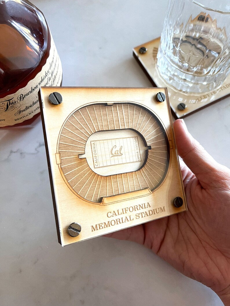 UC Berkeley Golden Bears Fan Gift, 3D Wood Coaster, Engraved Coaster, Sports Gift, Football Gift, Gift for Her, Anniversary Gift