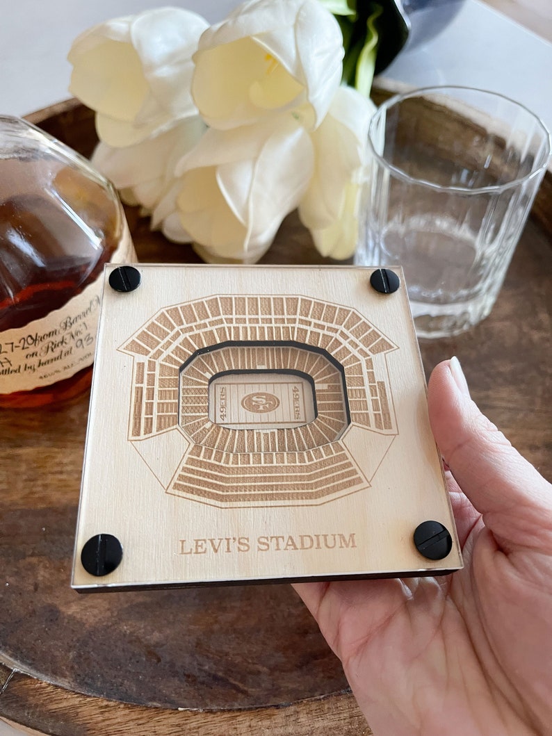Levi's Stadium Layered Coaster, 3D Wood Coaster, Sports Gift, Football Gift, Home Bar, Personalized Custom Gift, 49ers Fan