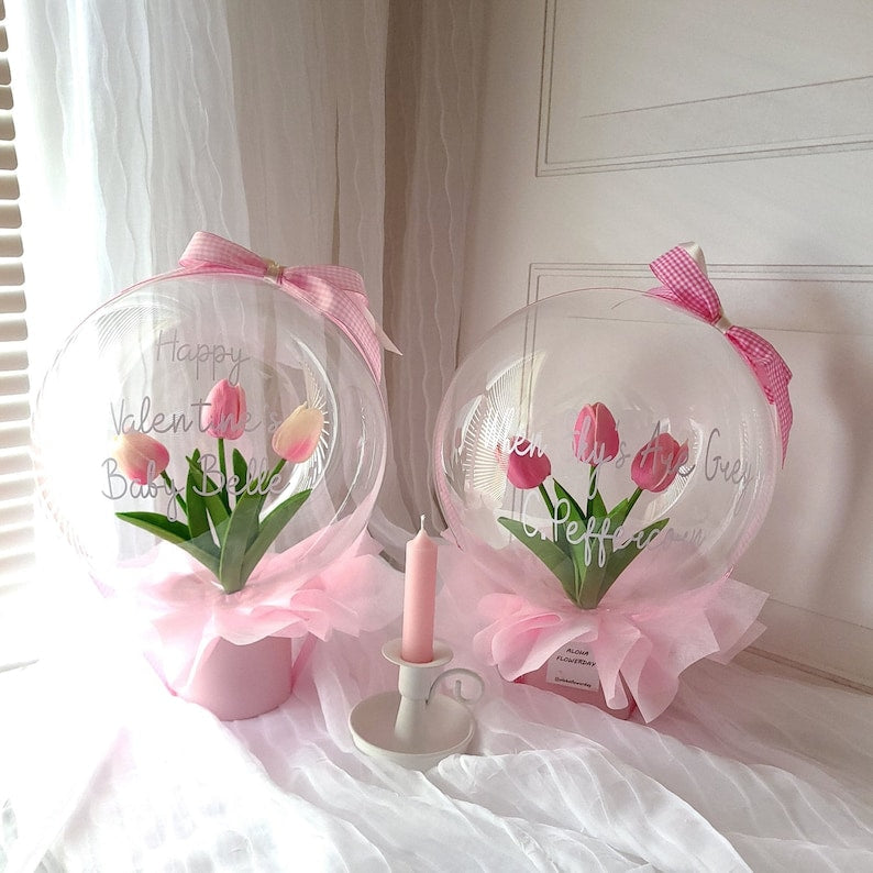Balloon Flower Bouquet, Tulip Flower balloon, Mother's day,Special Gift, anniversary gift, Personalized Flower Balloon, lettering balloon