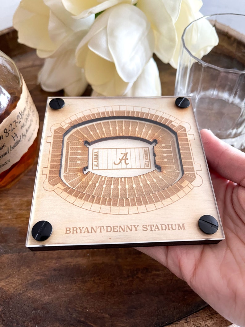 Bryant Denny Stadium Layered Coaster, 3D Wood Coaster, Sports Gift, Home Bar, Custom Gift, Personalized Sports Gift, Football Fan