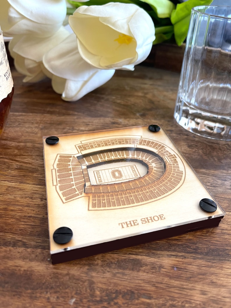 The Shoe Ohio Stadium Layered Coaster, 3D Wood Coaster, Sports Gift, Football Gift, Home Bar, Custom Gift, Personalized Gift