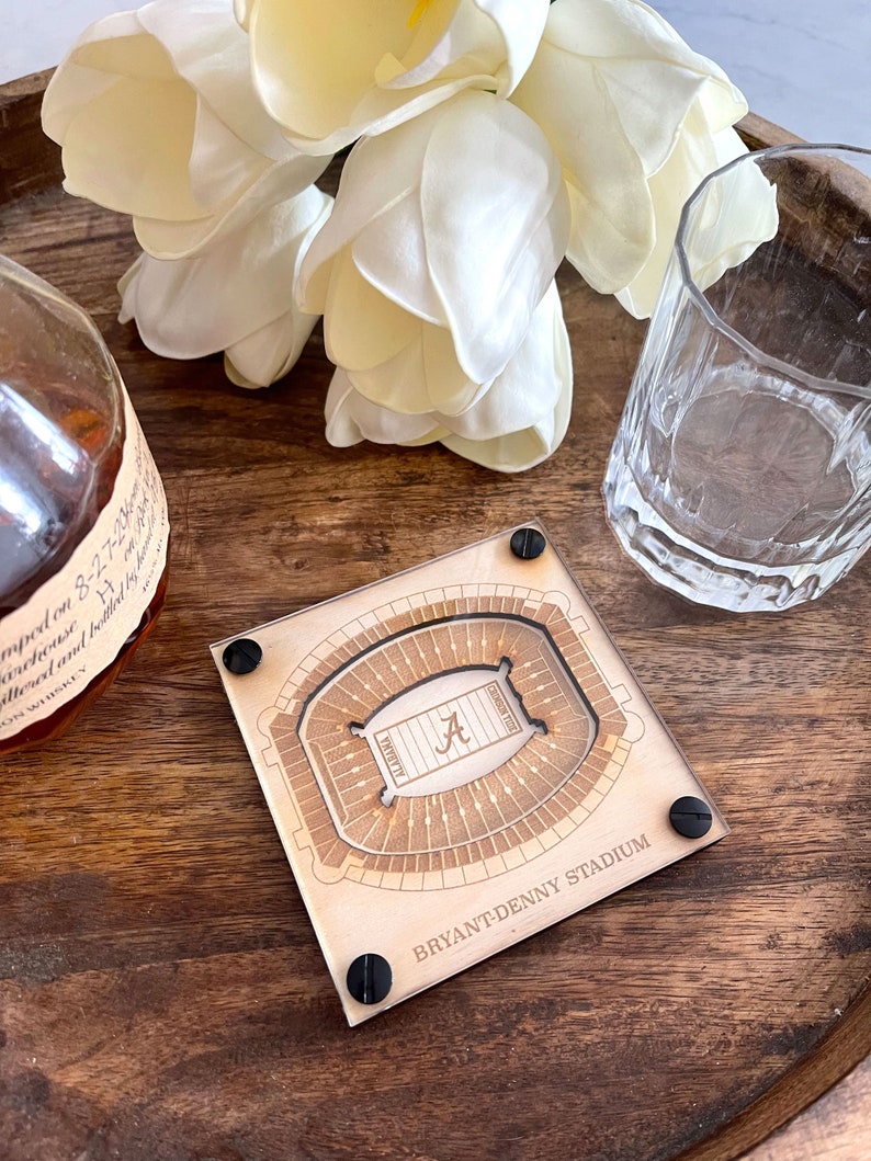 Bryant Denny Stadium Layered Coaster, 3D Wood Coaster, Sports Gift, Home Bar, Custom Gift, Personalized Sports Gift, Football Fan