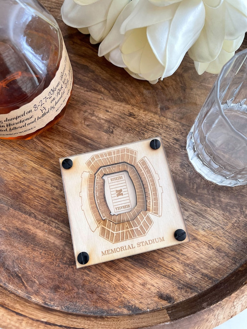 Memorial Stadium Layered Coaster, 3D Wood Coaster, Sports Gift, Football Gift, Home Bar, Custom Gift, Personalized Sports Gift