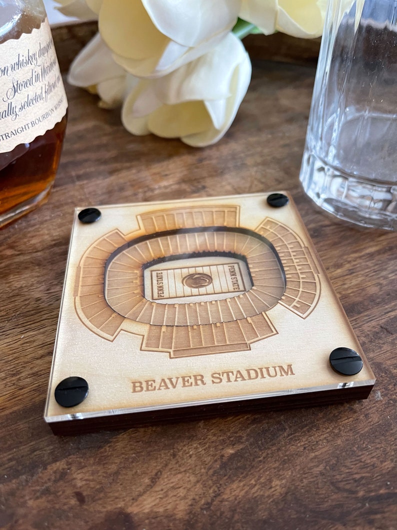 Beaver Stadium Layered Coaster, 3D Wood Coaster, Sports Gift, Football Fan Gift, Home Bar, Custom Gift, Personalized Sports Gift