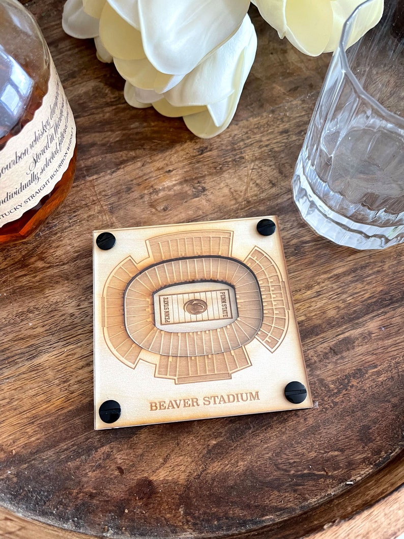 Beaver Stadium Layered Coaster, 3D Wood Coaster, Sports Gift, Football Fan Gift, Home Bar, Custom Gift, Personalized Sports Gift
