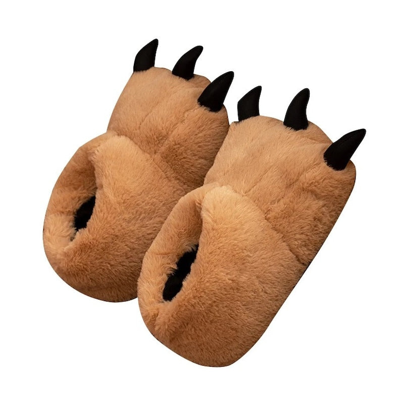 Adults Monster Dinosaur Claw Foot Fur Cuddly Indoor Slippers