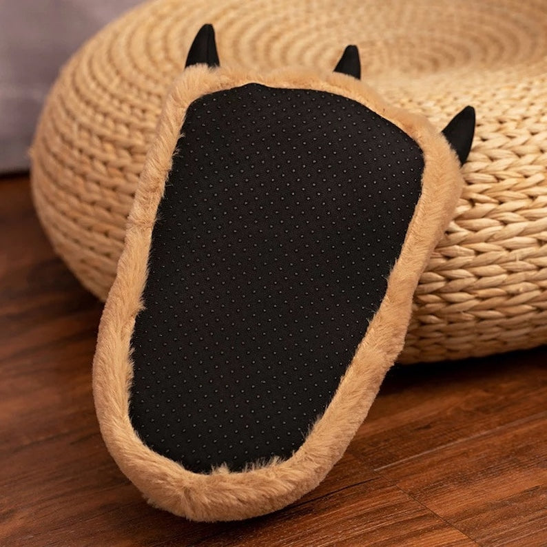 Adults Monster Dinosaur Claw Foot Fur Cuddly Indoor Slippers