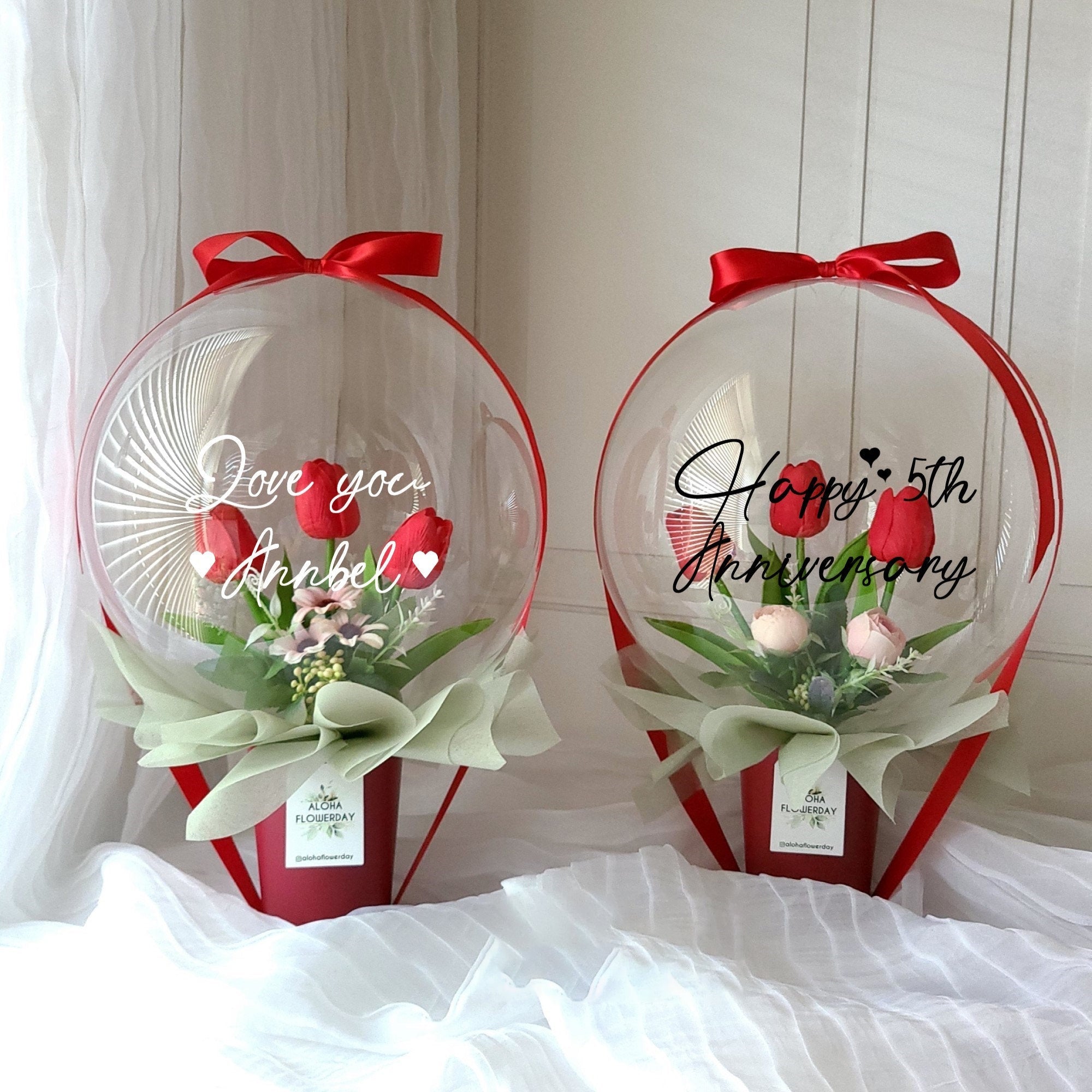Red Tulip Flower Balloon / Mother's Day, Special Gift, anniversary, Mothers Day, Graduation, Birthday, Congratulations, Personalized