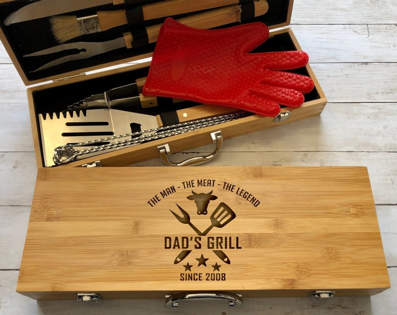 Personalized 10pcs Grill Master BBQ Set For Dad