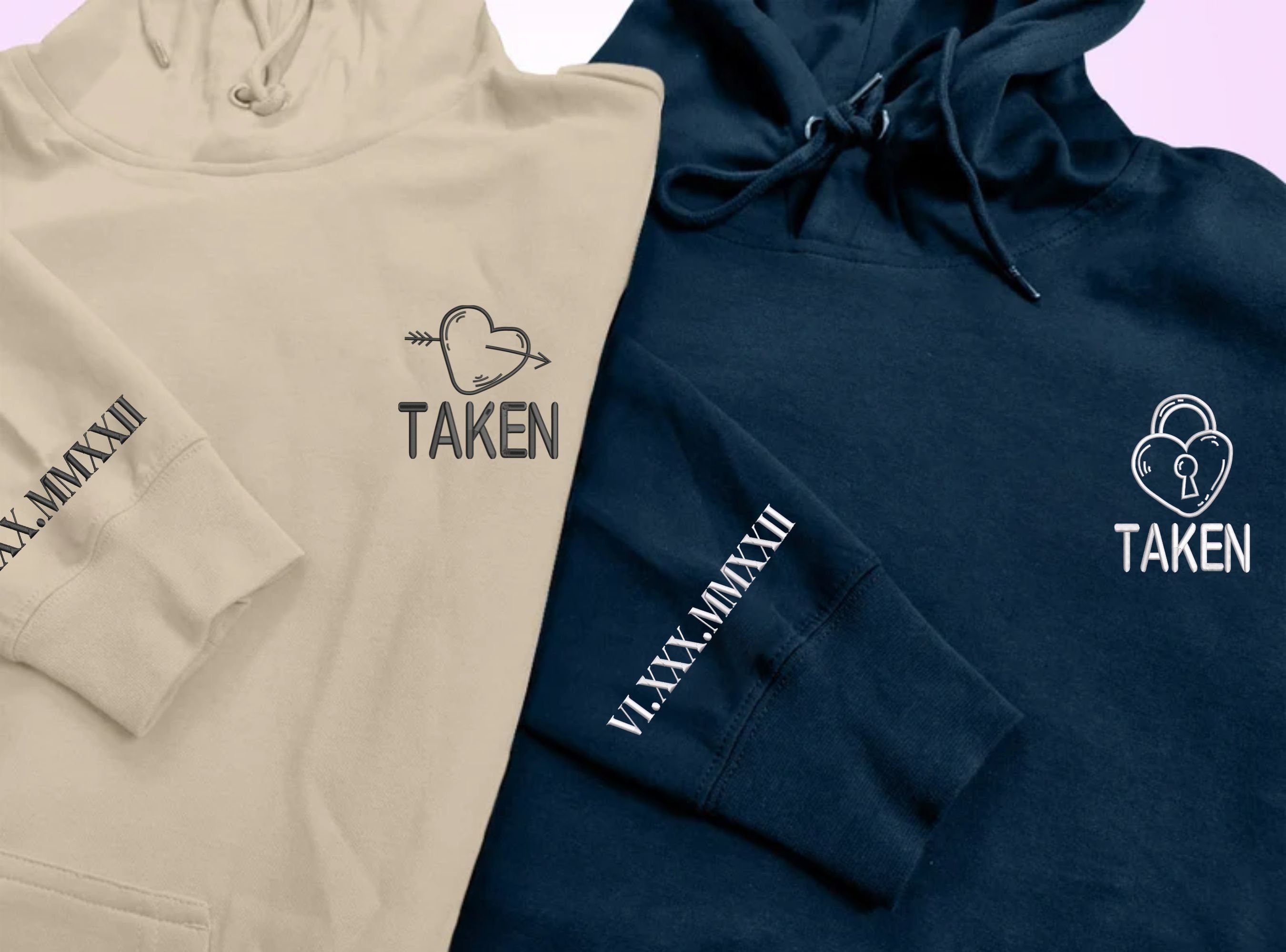 EMBROIDERED Custom Valentines Day Couple, Heart Couple Sweatshirt