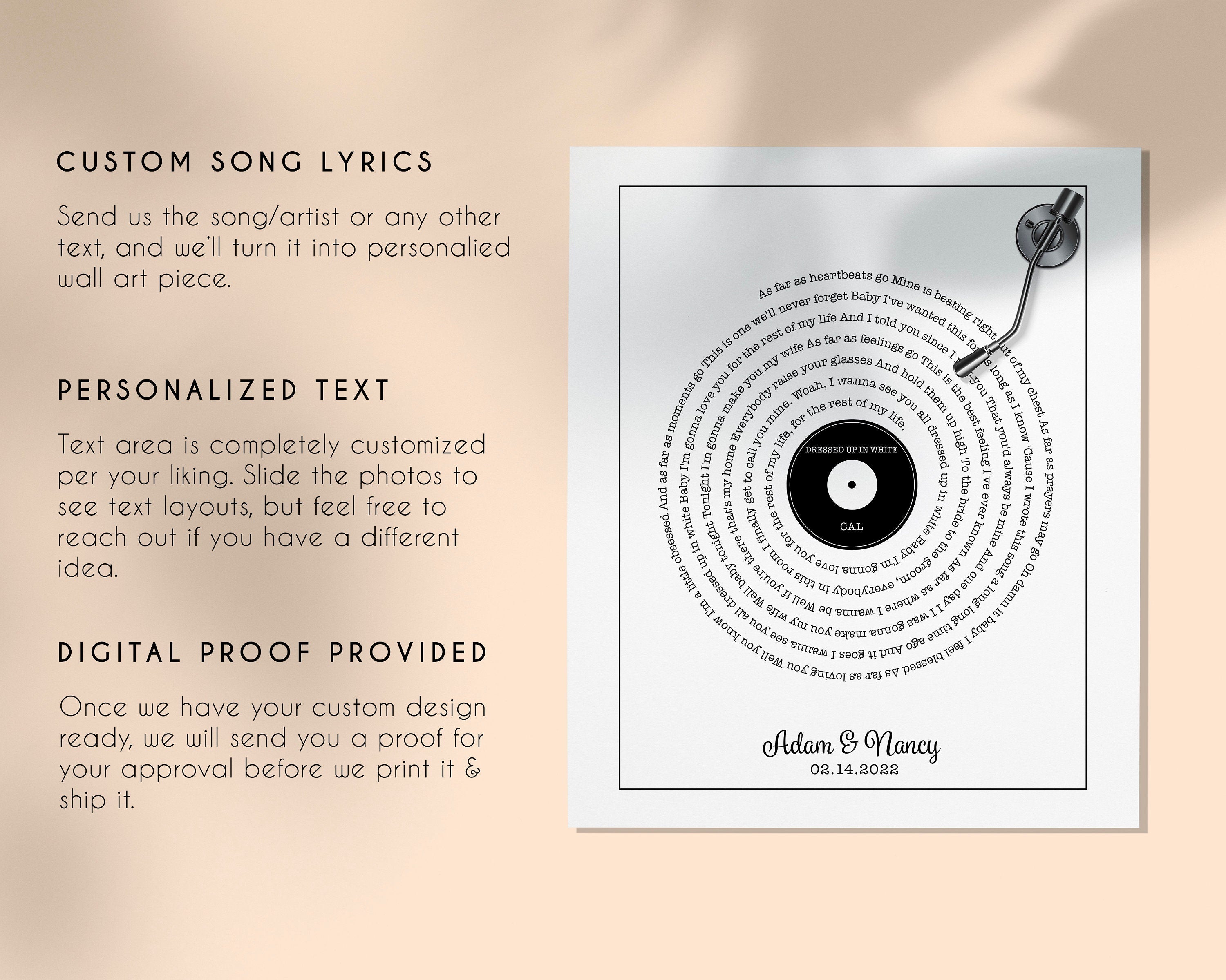 Framed Song Lyrics Personalized Gift Our Song Plaque Valentines Gift For Boyfriend Record With Song Lyrics Canvas Anniversary Gift For Her
