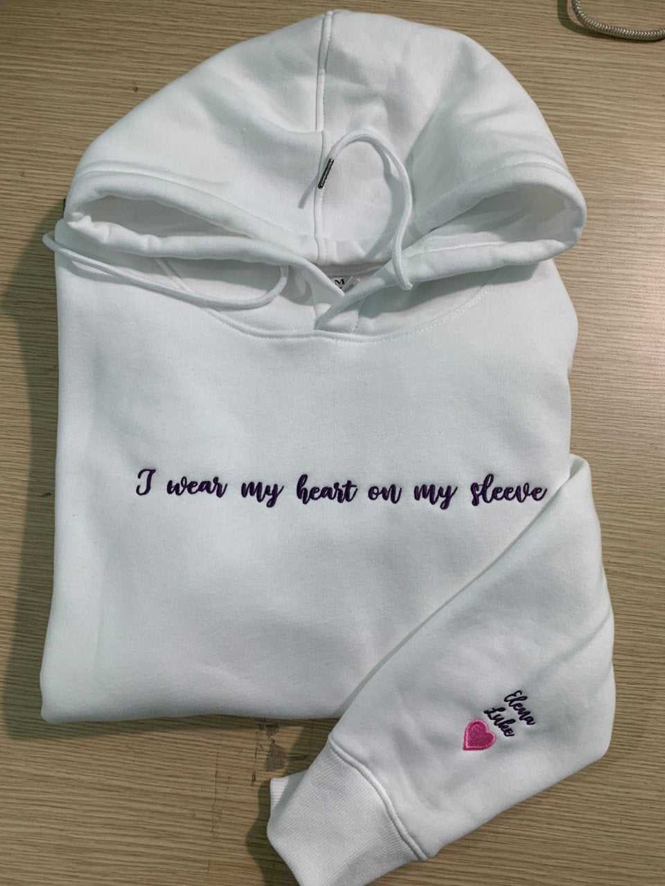 💖Embroidered I Wear My Heart On My Sleeve Sweatshirt, Custom Embroidery Mom Sweatshirt