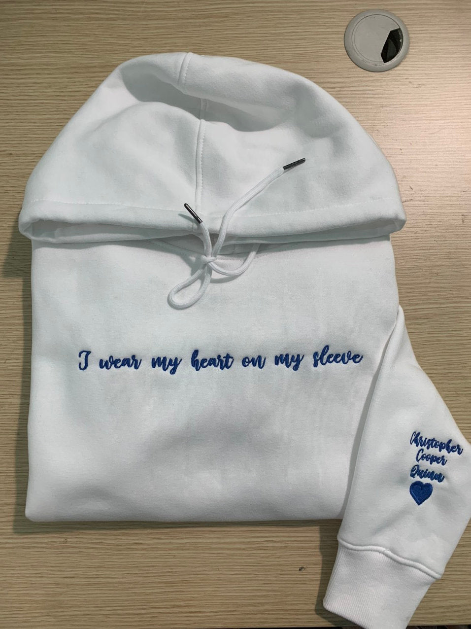 💖Embroidered I Wear My Heart On My Sleeve Sweatshirt, Custom Embroidery Mom Sweatshirt