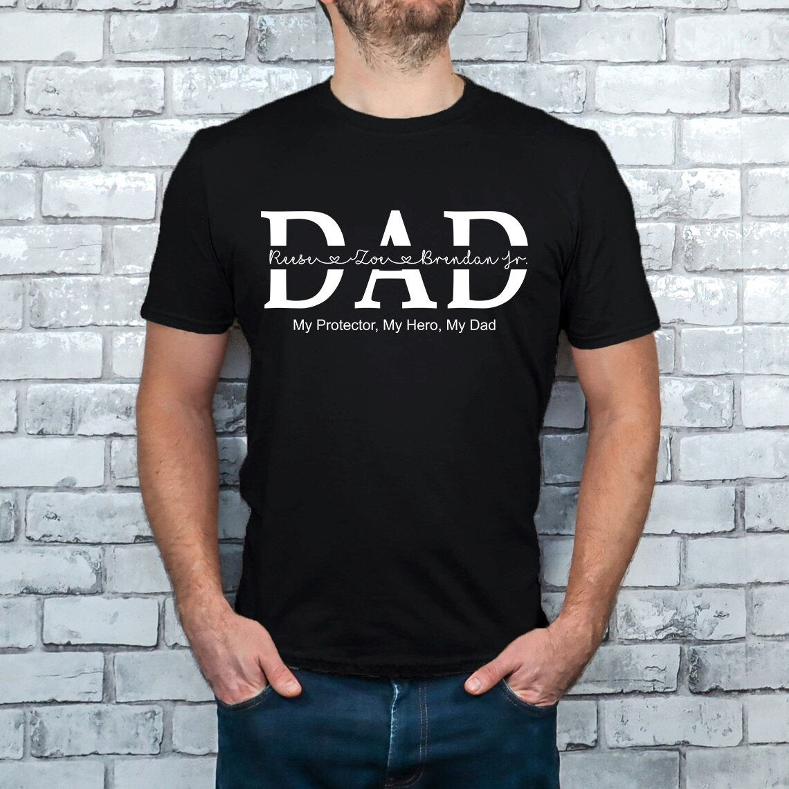Personalized Dad With Kids Names Shirt