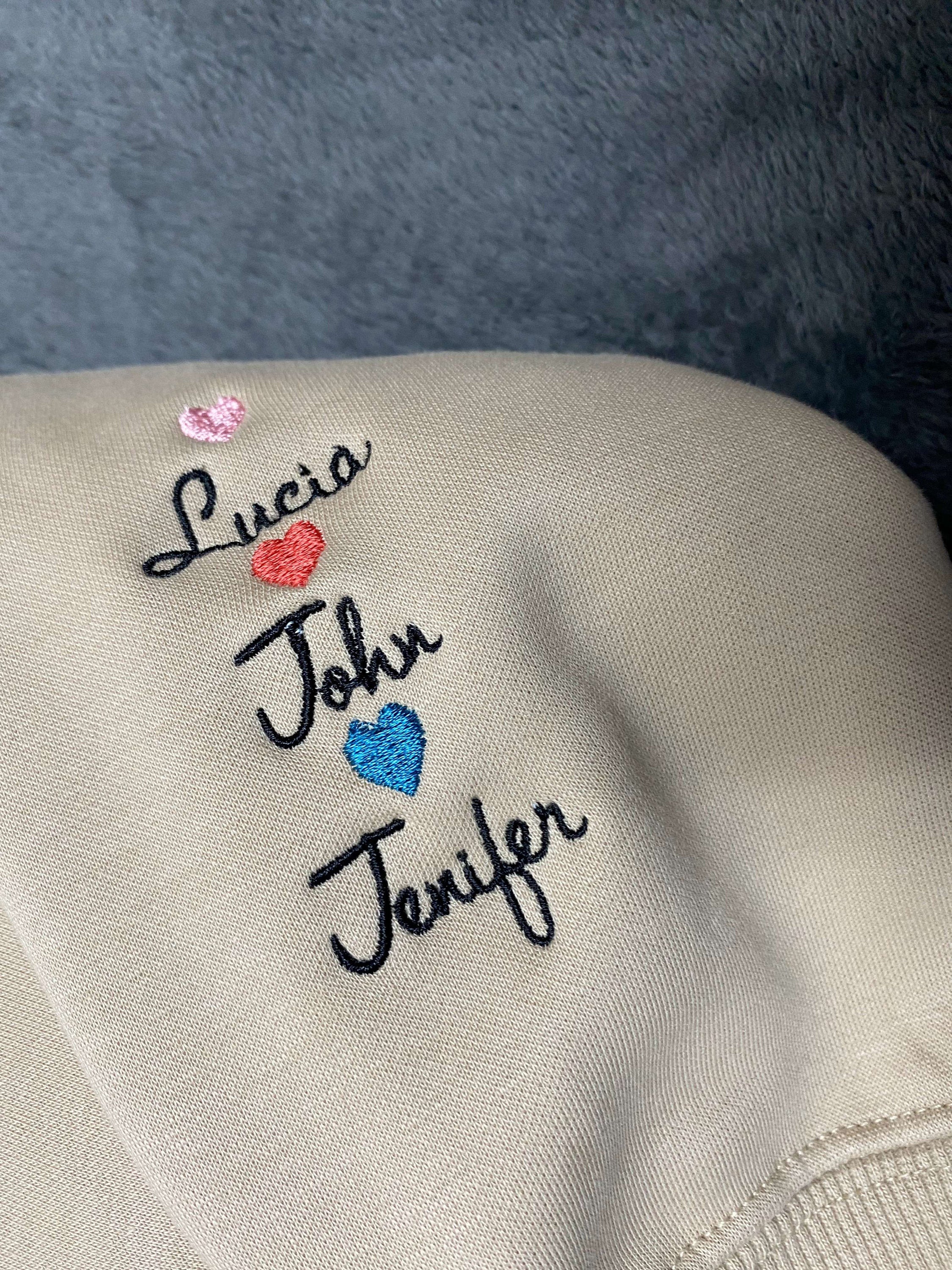 💖Embroidered I Wear My Heart On My Sleeve Sweatshirt, Custom Embroidery Mom Sweatshirt