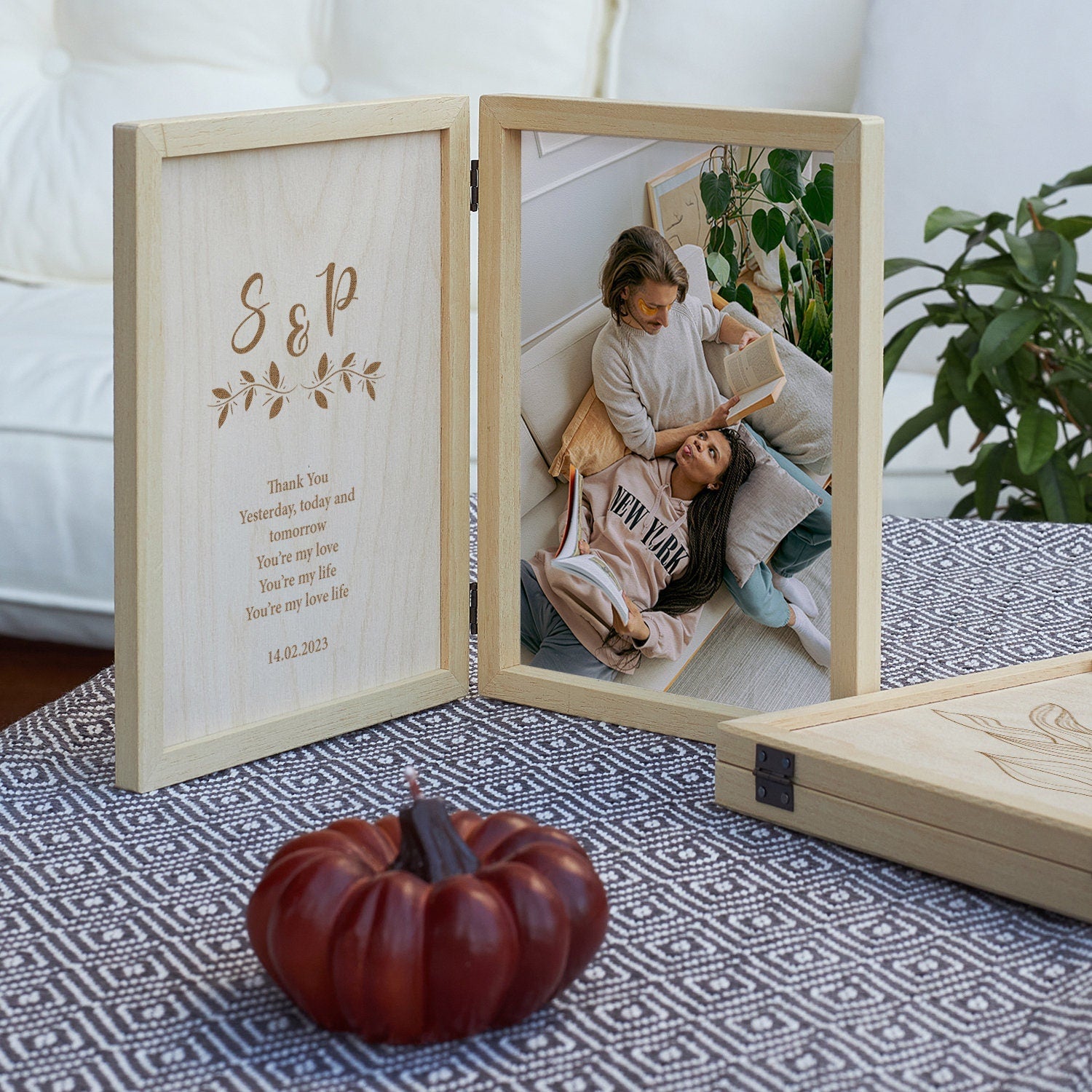Personalized Frame Gift For Her Wooden Keepsake Box, Anniversary Gift for Girlfriend, Wife