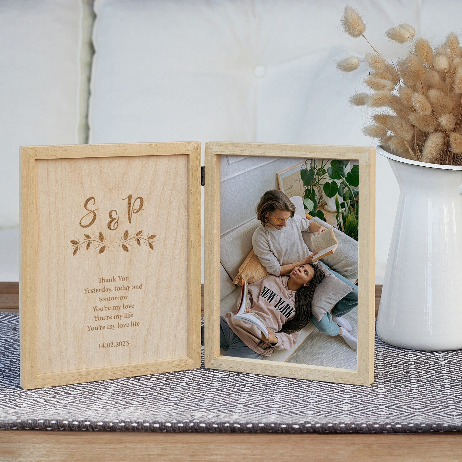 Personalized Frame Gift For Her Wooden Keepsake Box, Anniversary Gift for Girlfriend, Wife