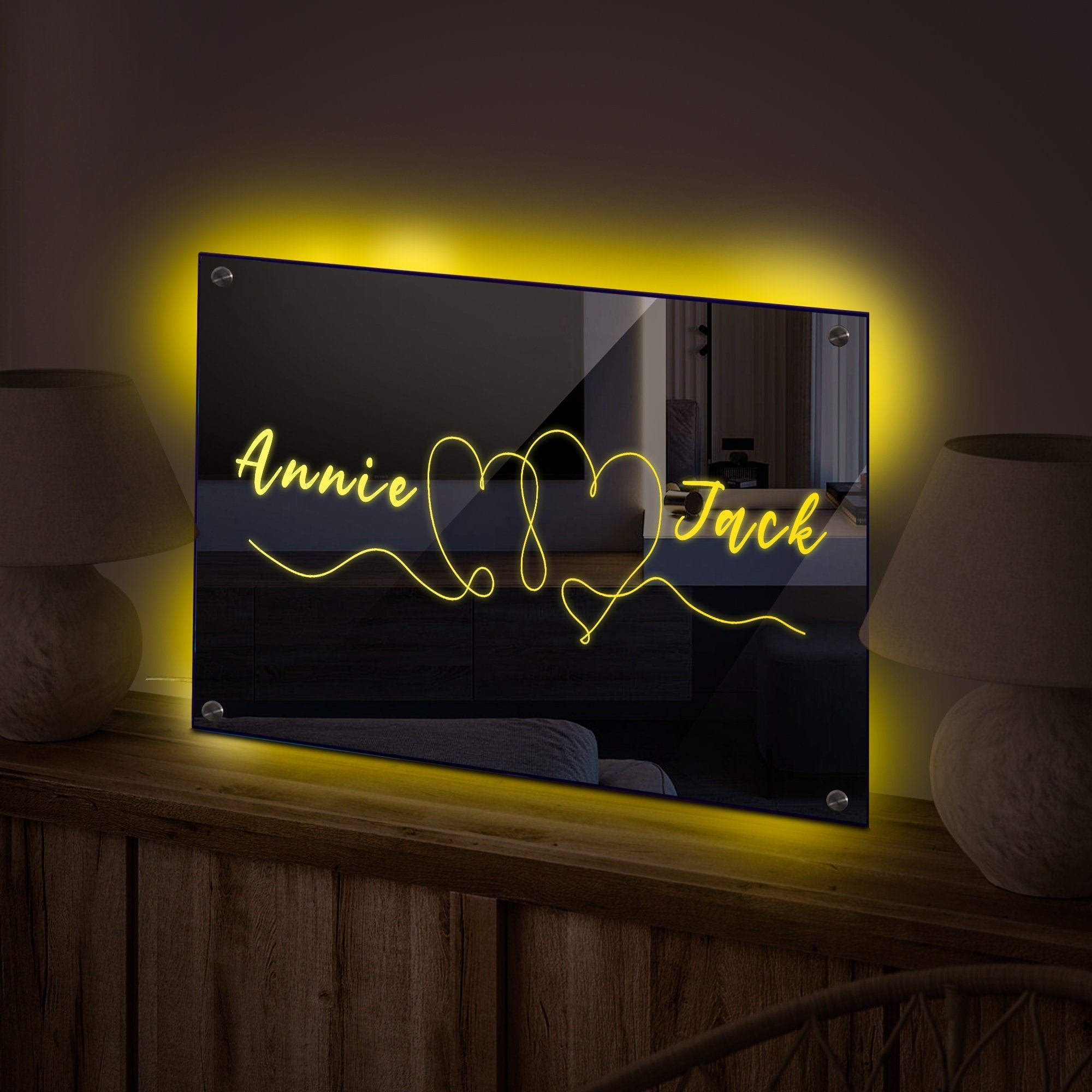 Personalized Name Mirror, Custom Mirror Neon Sign, Personalize Light up Mirror