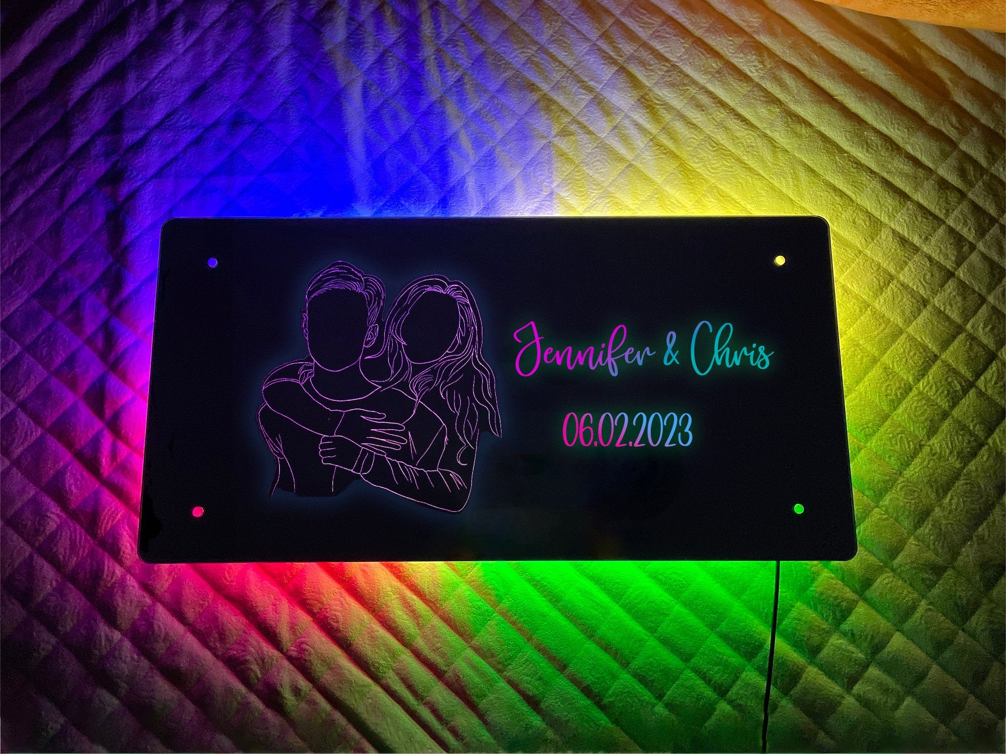 Personalized Name Mirror, Custom Photo Mirror Neon Sign, Personalize Light up Family Photo Mirror