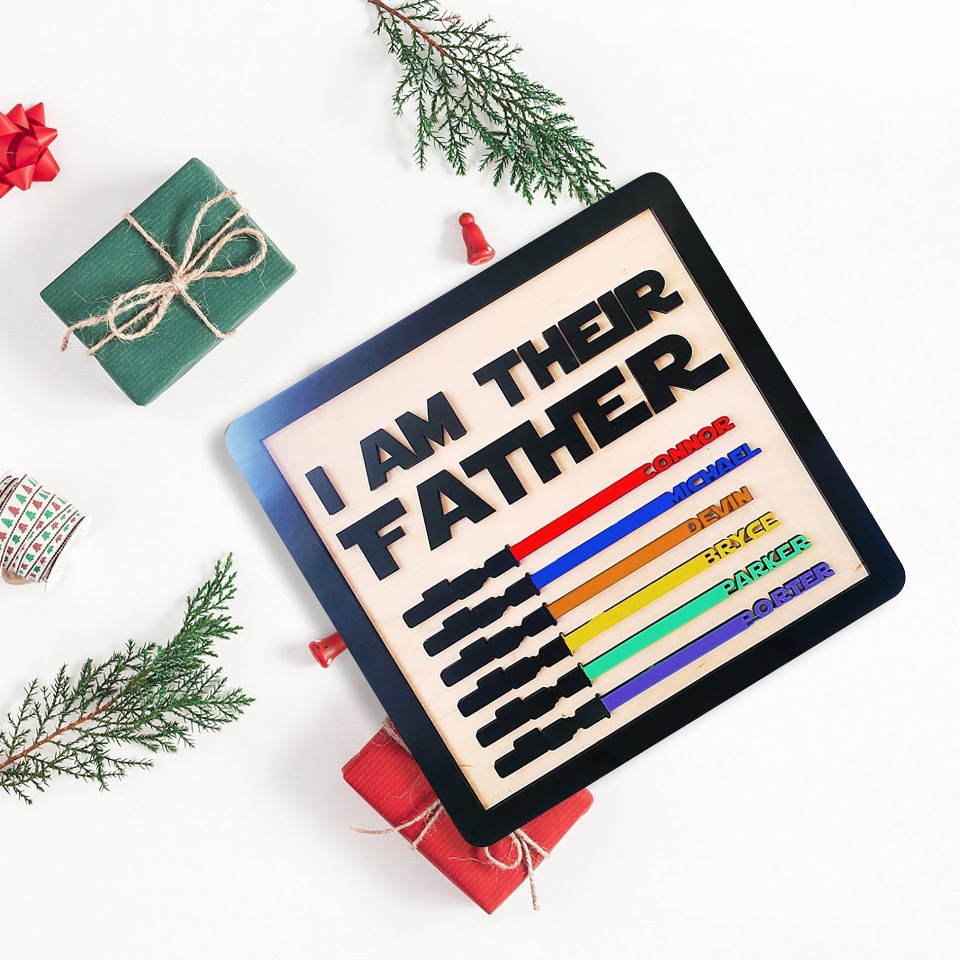 Personalized Name and Color Saber Wooden Plaque I Am Their Father