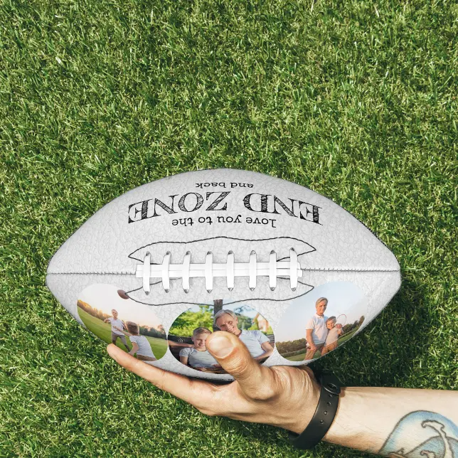 Love You to the End Zone and Back 3 Photo White Football