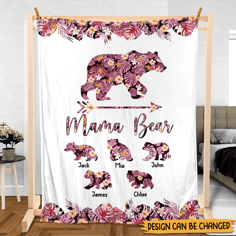 💖For Mom Blanket👩Mama Bear Sunflower - Personalized Blanket - Best Gift For Mother