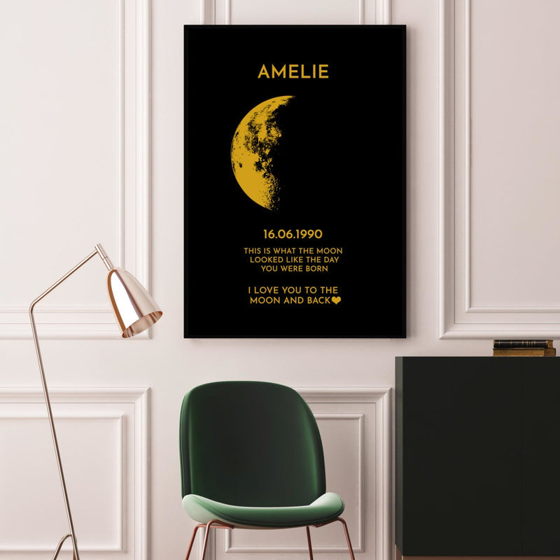 Custom Moon Art Frame/ REAL MOON PHASE - For Memory Gift