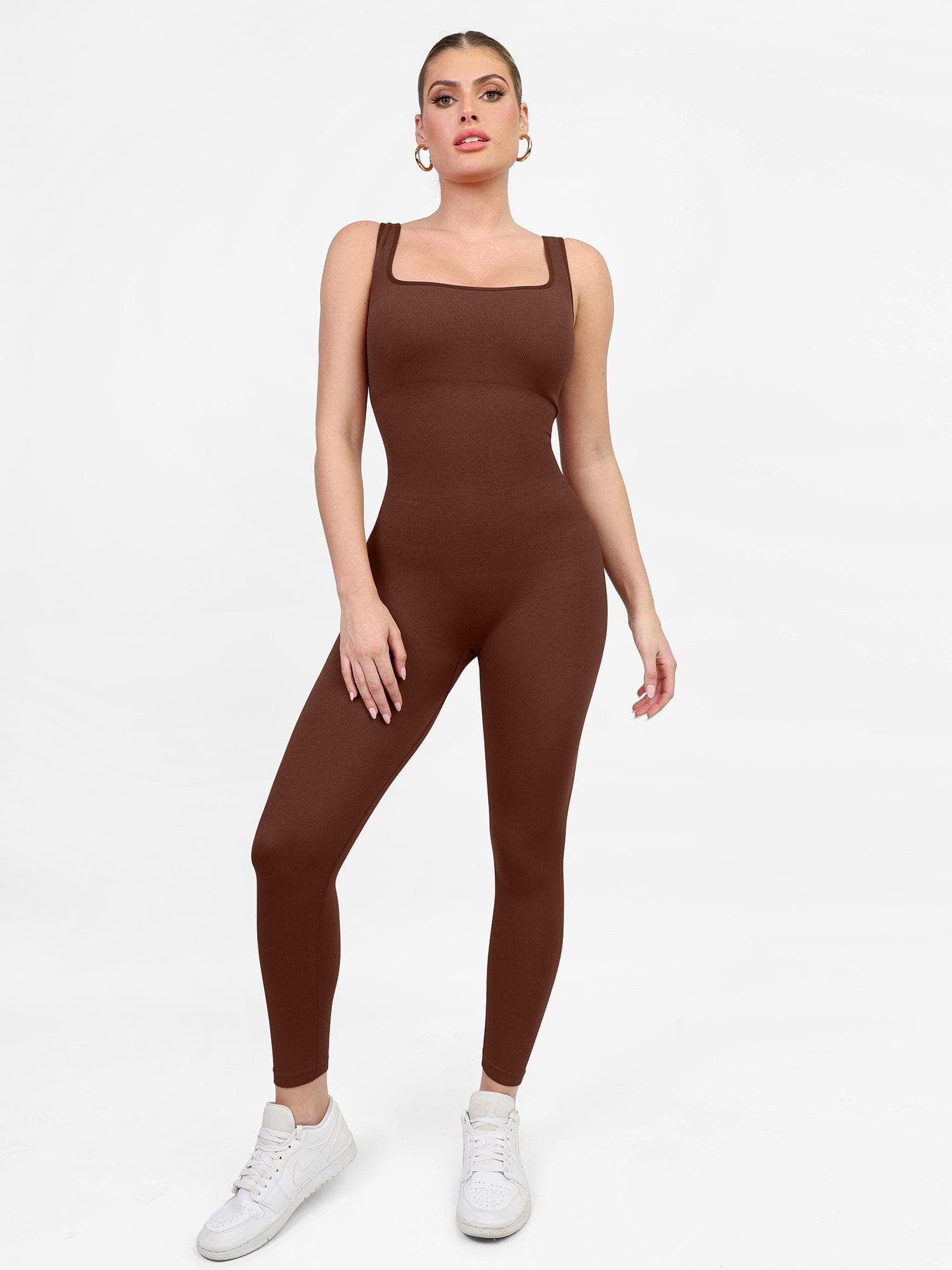 Seamless Square Neck One Piece Sport Jumpsuit