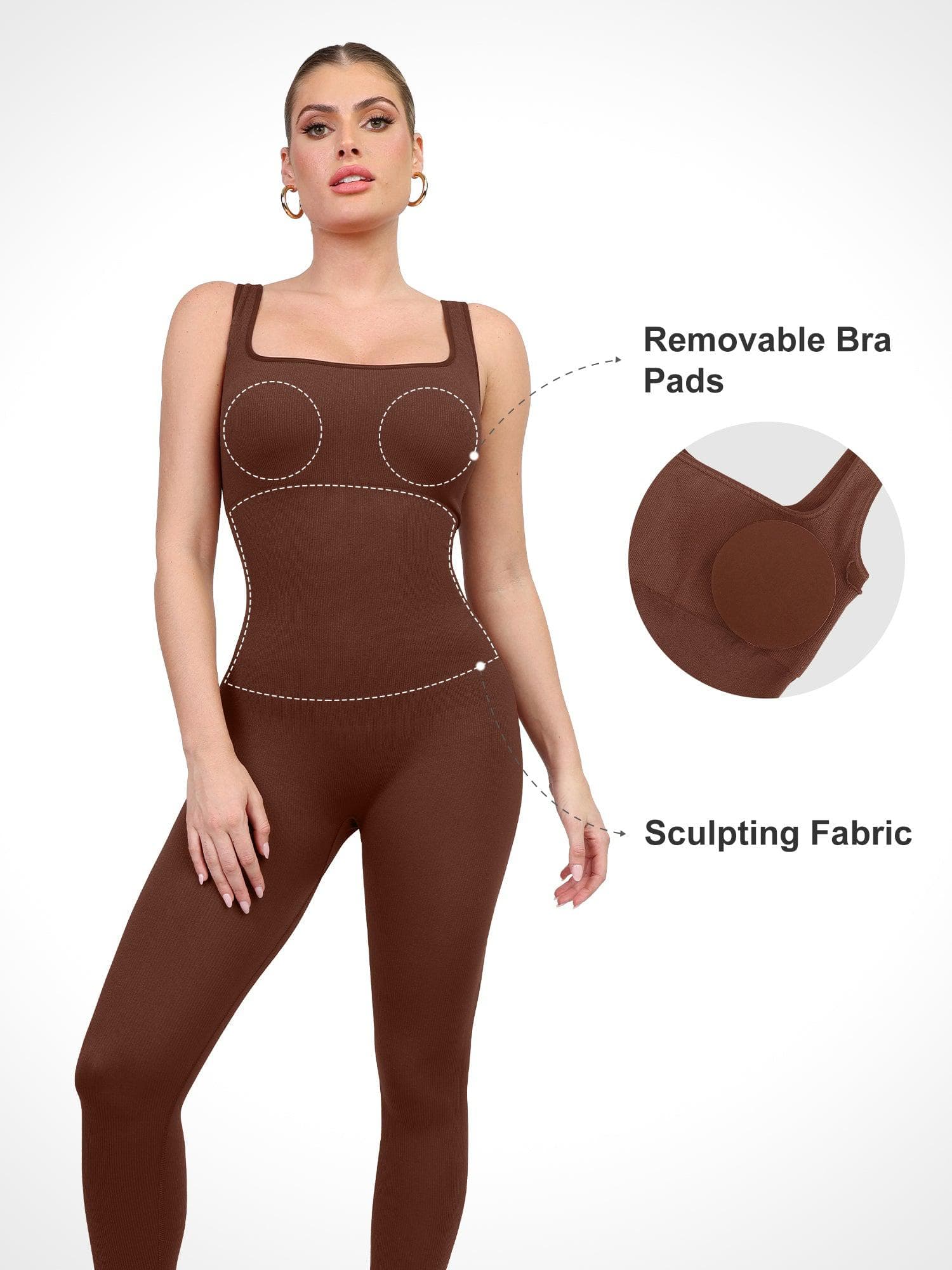 Seamless Square Neck One Piece Sport Jumpsuit