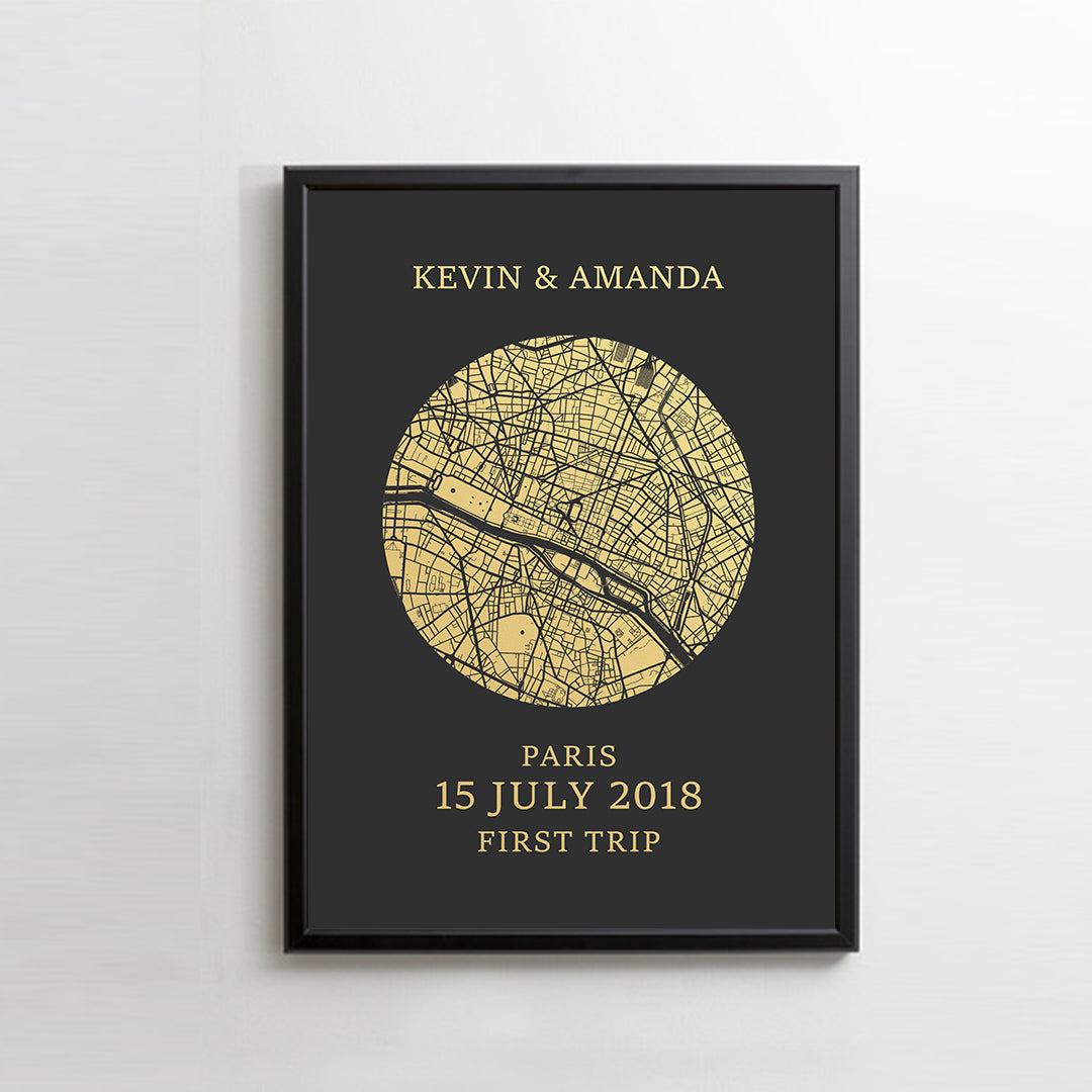 CUSTOM ART / ROUND MAP DESIGN - For Memory Gift