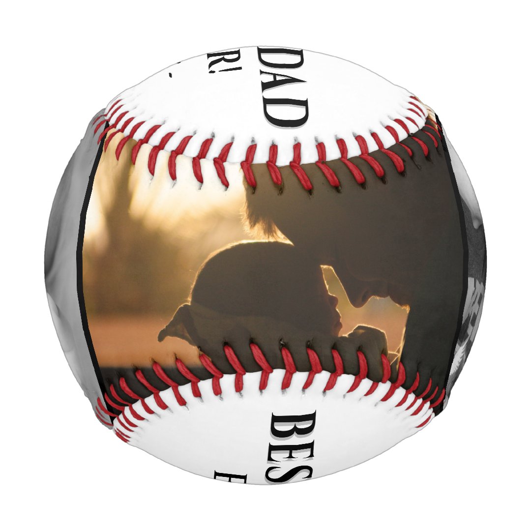 Modern Best Dad Ever Father`s Day Keepsake 3 Photo Baseball