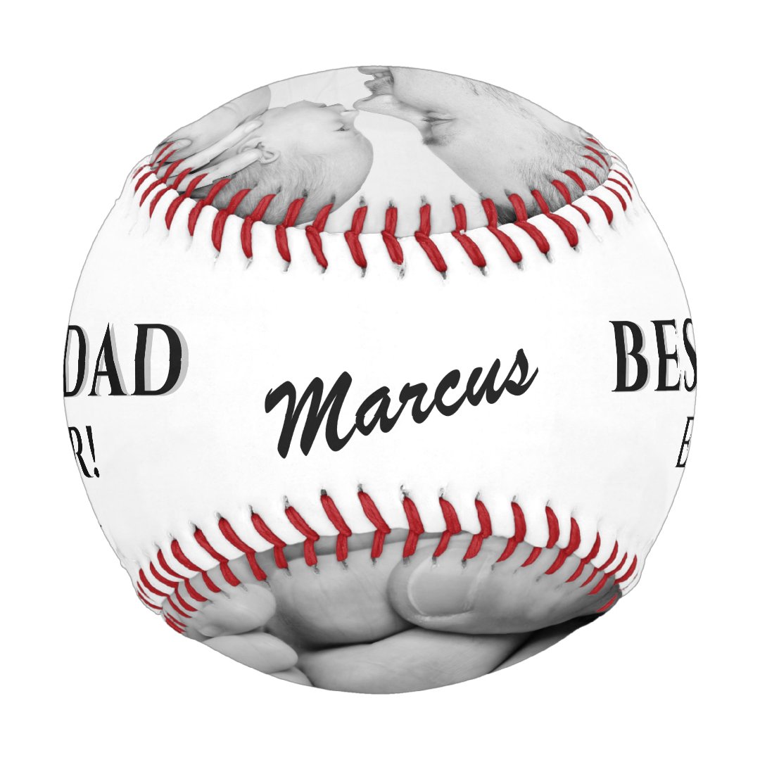 Modern Best Dad Ever Father`s Day Keepsake 3 Photo Baseball