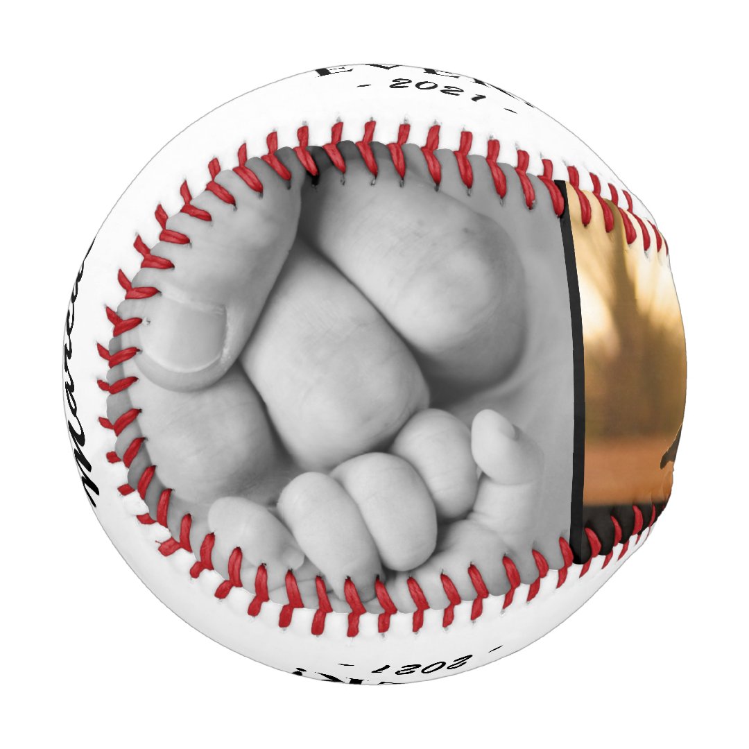 Modern Best Dad Ever Father`s Day Keepsake 3 Photo Baseball