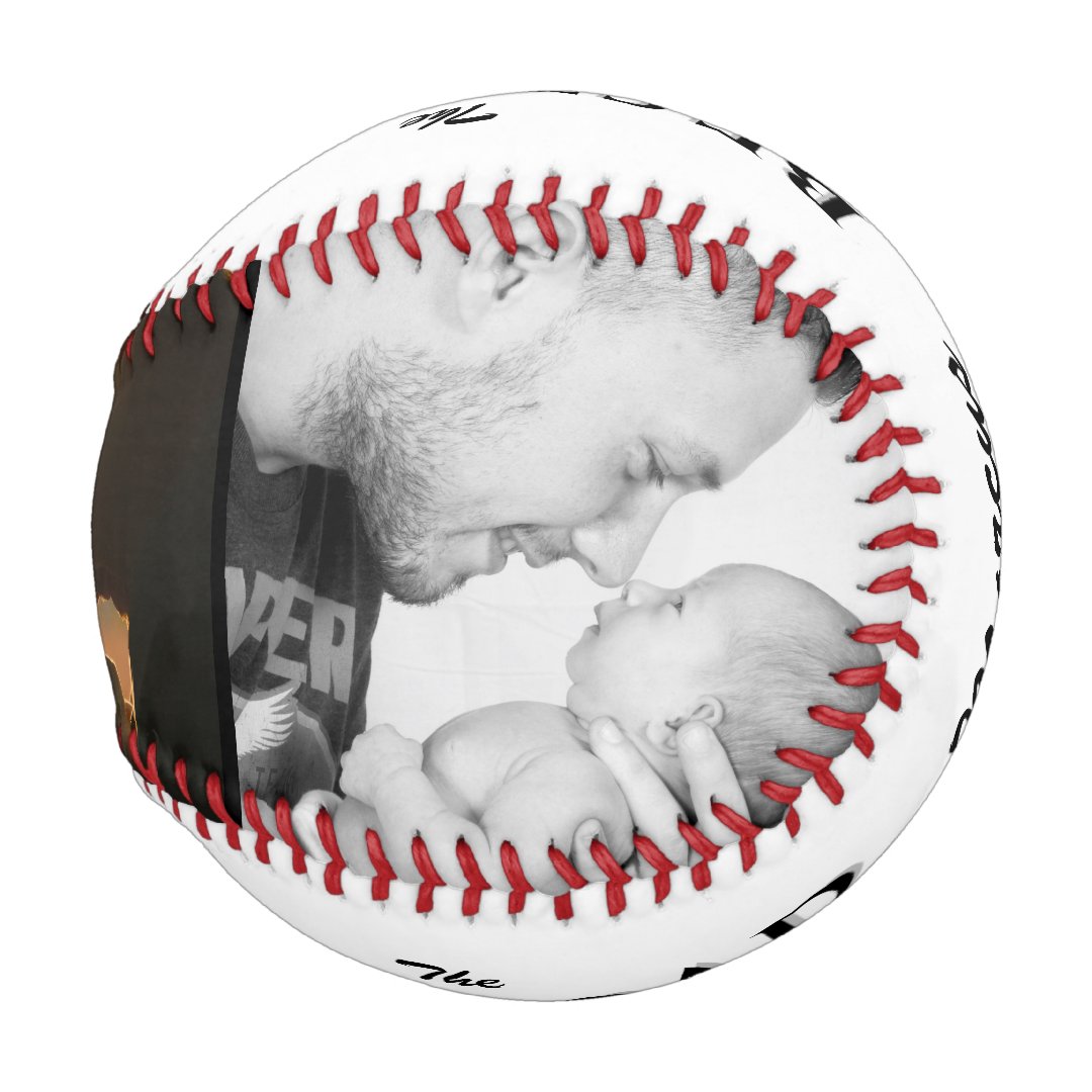 Modern Best Dad Ever Father`s Day Keepsake 3 Photo Baseball