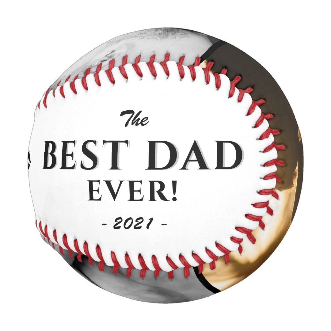 Modern Best Dad Ever Father`s Day Keepsake 3 Photo Baseball
