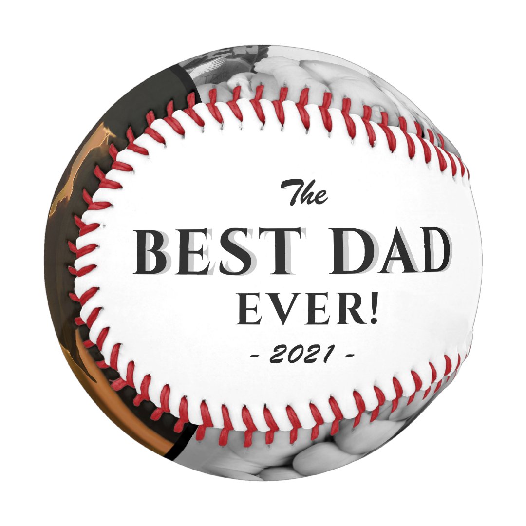Modern Best Dad Ever Father`s Day Keepsake 3 Photo Baseball