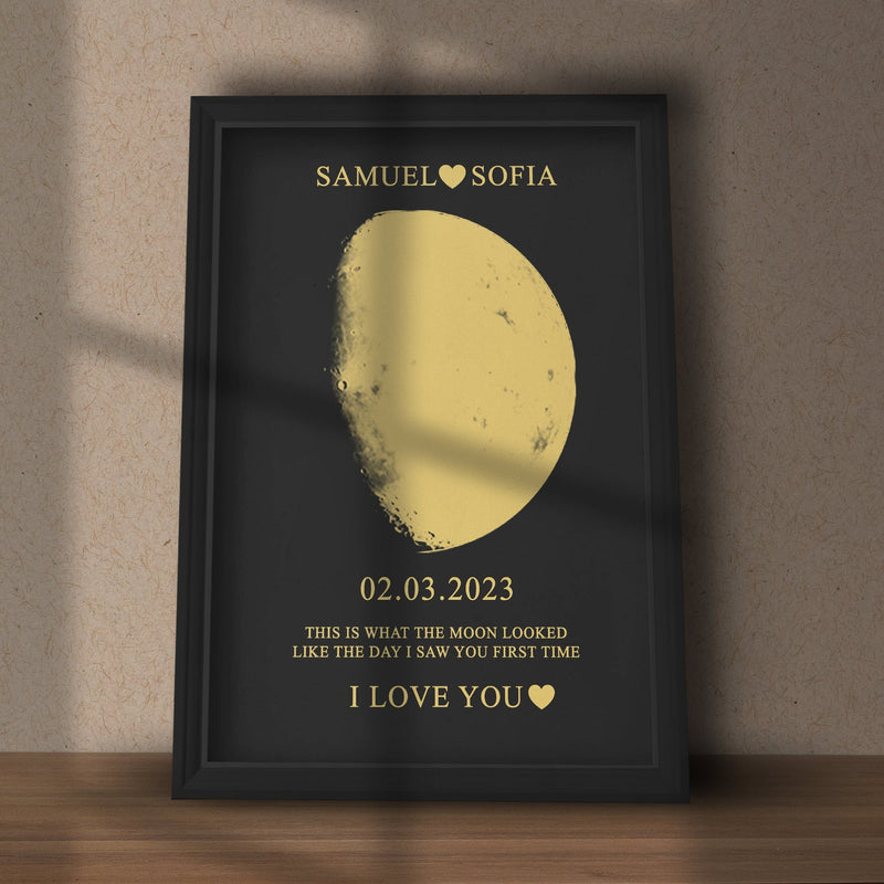 Custom Moon Art Frame/ REAL MOON PHASE - For Memory Gift